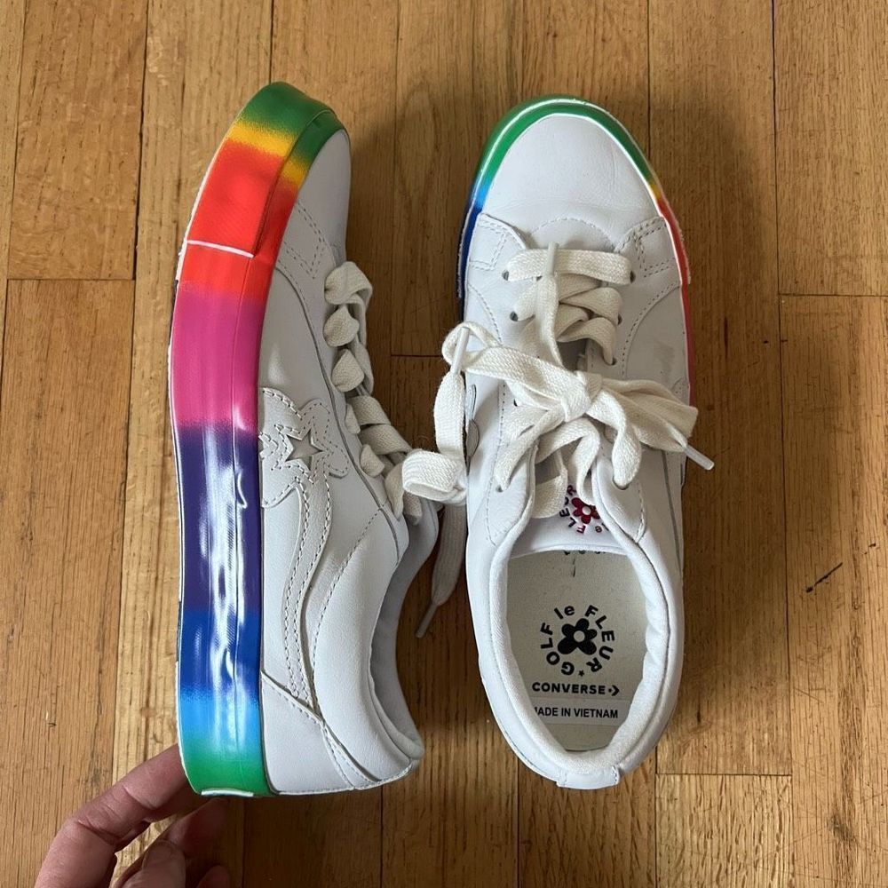 Converse Golf Le Fleur white rainbow leather sneakers M6 W8 39